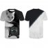 Men Women Unique 3D Digital Cat Printing T  Shirt black M