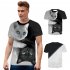 Men Women Unique 3D Digital Cat Printing T  Shirt black XL