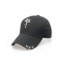 Men Women Unisex Adjustable Star Iron Ring Baseball Hat   Black