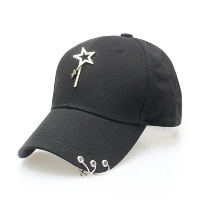 Adjustable Star Iron Ring Baseball Hat-Black