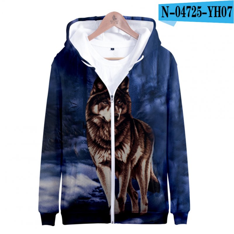 Men Women Unisex Fashion Painting 3D Hoodies Animal Wolf Print Casual Hooded Sweatshirt N-04725-YH07 Type Q_S