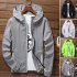 Men Women Waterproof Windbreaker Jacket Hoodie Casual Sports Outwear Coat gray XXL