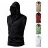 Men Workout Hooded Tank Tops Summer Solid Color Sleeveless Casual T shirt For Running Fitness black M