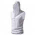 Men Workout Hooded Tank Tops Summer Solid Color Sleeveless Casual T shirt For Running Fitness White M