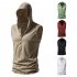 Men Workout Hooded Tank Tops Summer Solid Color Sleeveless Casual T shirt For Running Fitness White M