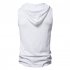 Men Workout Hooded Tank Tops Summer Solid Color Sleeveless Casual T shirt For Running Fitness White L