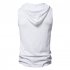 Men Workout Hooded Tank Tops Summer Solid Color Sleeveless Casual T shirt For Running Fitness White M