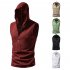 Men Workout Hooded Tank Tops Summer Solid Color Sleeveless Casual T shirt For Running Fitness wine red M