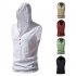 Men Workout Hooded Tank Tops Summer Solid Color Sleeveless Casual T shirt For Running Fitness wine red M
