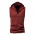 Men Workout Hooded Tank Tops Summer Solid Color Sleeveless Casual T shirt For Running Fitness wine red M