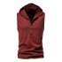 Men Workout Hooded Tank Tops Summer Solid Color Sleeveless Casual T shirt For Running Fitness wine red M