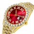 Men Wristwatch With Date Stainless Steel 44mm Diamond set Dial Luxury Large Dial Water Proof Vintage Quartz Wristwatch red gold belt