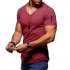 Men Youth Solid Color V Collar Elastic Short Sleeve T Shirt Orange XXL