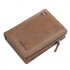 Men Zipper Short Style Wallet Card Slots Fashion Mini Snap Button Bag Khaki