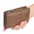 Men Zipper Short Style Wallet Card Slots Fashion Mini Snap Button Bag Khaki