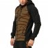 Men Zipper Sweatshirt Coat Spring Autumn Stripes Hooded Zipper Cardigan Orange stripe M