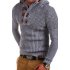 Men s Autumn Casual Long Sleeve Slim Solid Color V neck Bottoming Shirt Sweater Horn Button Sweater Top Dark gray  black  XL