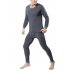 Men s Autumn and Winter Round Neck Long Sleeve Solid Color Vans Thermal Underwear Set