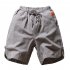 Men s Beach Pants Summer Cotton and Linen Solid Color Casual Fifth Pants Black  XL