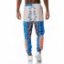 Men s Casual Pants Paisley Retro Style Printing Casual Sports Jogging Pants Blue and white  XL