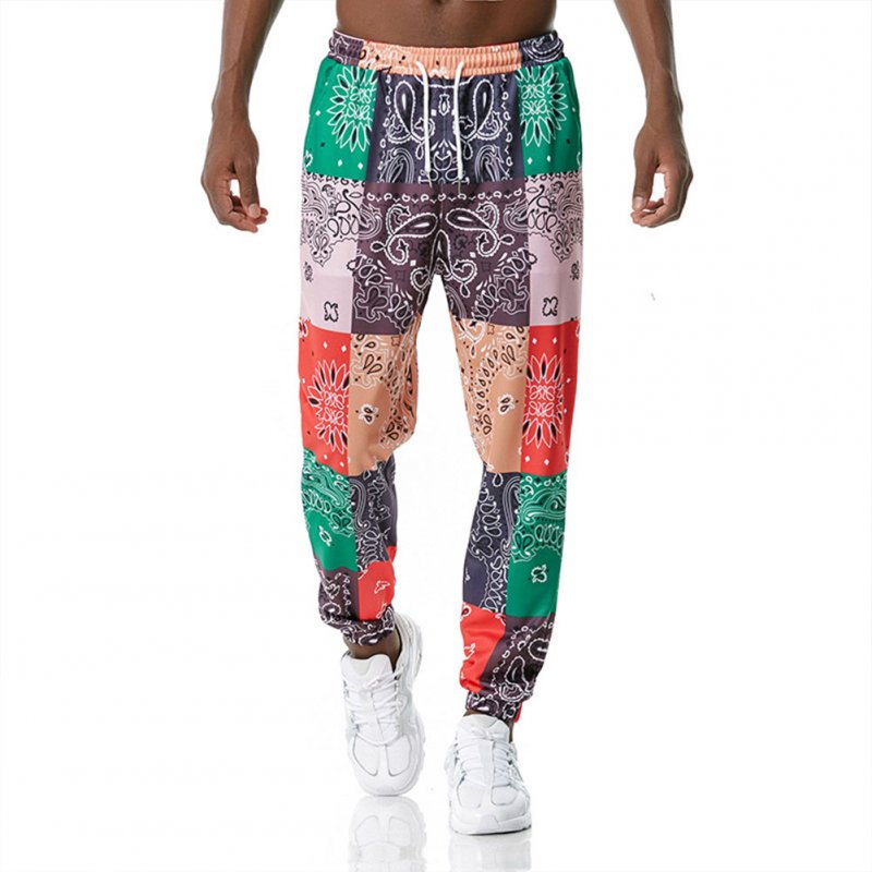 Men's Casual Pants Paisley Retro Style Printing Casual Sports Jogging Pants Red green_M
