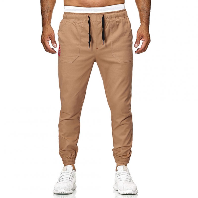 Men's Casual Pants Spring and Autumn Overalls Cotton Fine Canvas Slim Business Pants Khaki_L