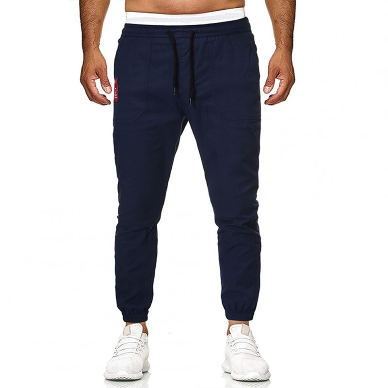 Men's Casual Pants Spring and Autumn Overalls Cotton Fine Canvas Slim Business Pants Navy_M