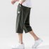 Men s Casual Pants Summer Large Size Casual Cotton and Linen Cropped Sports Pants Light blue  2XL