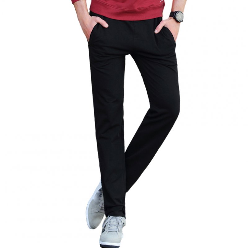 Men's Casual Pants Thin Type Cotton Loose Running Straight Sports Trousers black_3XL