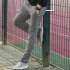 Men s Casual Pants Thin Type Cotton Loose Running Straight Sports Trousers Dark gray L