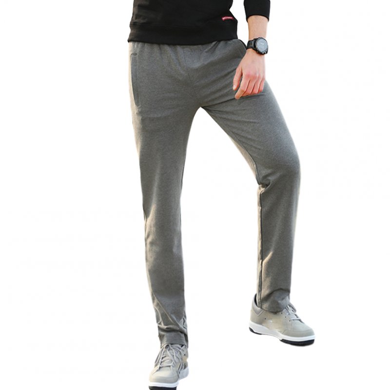 Men's Casual Pants Thin Type Cotton Loose Running Straight Sports Trousers Dark gray_L