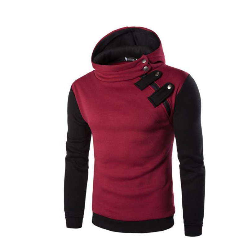 Men's Cause Hooded Slim Fit Cotton Long Sleeve Pullover Sweatershirt Tops Hoodies red_L