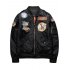Men s Cotton Fashion Embroidery Air Uniform Jacket Black L