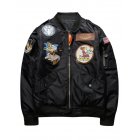 Men s Cotton Fashion Embroidery Air Uniform Jacket Black L