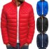 Men s Cotton Padded Clothes Chest Diamond pattern Zipper Stitching Coat Red  M