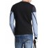Men s Fashion Slim Long Sleeve Colorblock T shirt Blue White XL equal to American M