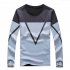 Men s Fashion Slim Long Sleeve Colorblock T shirt Blue White XL equal to American M