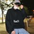 Men s Hoodie Autumn and Winter Loose Pullover Letter Printing Jacket Black  M