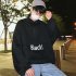 Men s Hoodie Autumn and Winter Loose Pullover Letter Printing Jacket Black  XXL