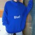 Men s Hoodie Autumn and Winter Loose Pullover Letter Printing Jacket Blue  XL