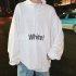 Men s Hoodie Autumn and Winter Loose Pullover Letter Printing Jacket White XL