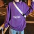 Men s Hoodie Autumn and Winter Loose Pullover Letter Printing Jacket Purple  XL