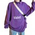 Men s Hoodie Autumn and Winter Loose Pullover Letter Printing Jacket Purple XXL