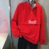 Men s Hoodie Autumn and Winter Loose Pullover Letter Printing Jacket Red  XL