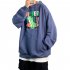 Men s Hoodie Loose Thin Animal Printed Long sleeve Hooded Sweater Dark blue XL