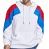 Men s Hoodies Color Matching Solid Color Crew neck Pullover Hooded Sweater White  L