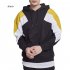 Men s Hoodies Color Matching Solid Color Crew neck Pullover Hooded Sweater Black  XL