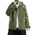 Men s Jacket Autumn Loose Solid Color Large Size Hooded Cardigan olive Green L