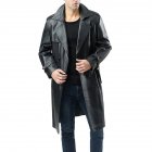 Men s Jacket Autumn and Winter Windbreaker over the Knee  Large Size Casual Leather Jacket Black  M