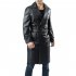 Men s Jacket Autumn and Winter Windbreaker over the Knee  Large Size Casual Leather Jacket Black  2XL